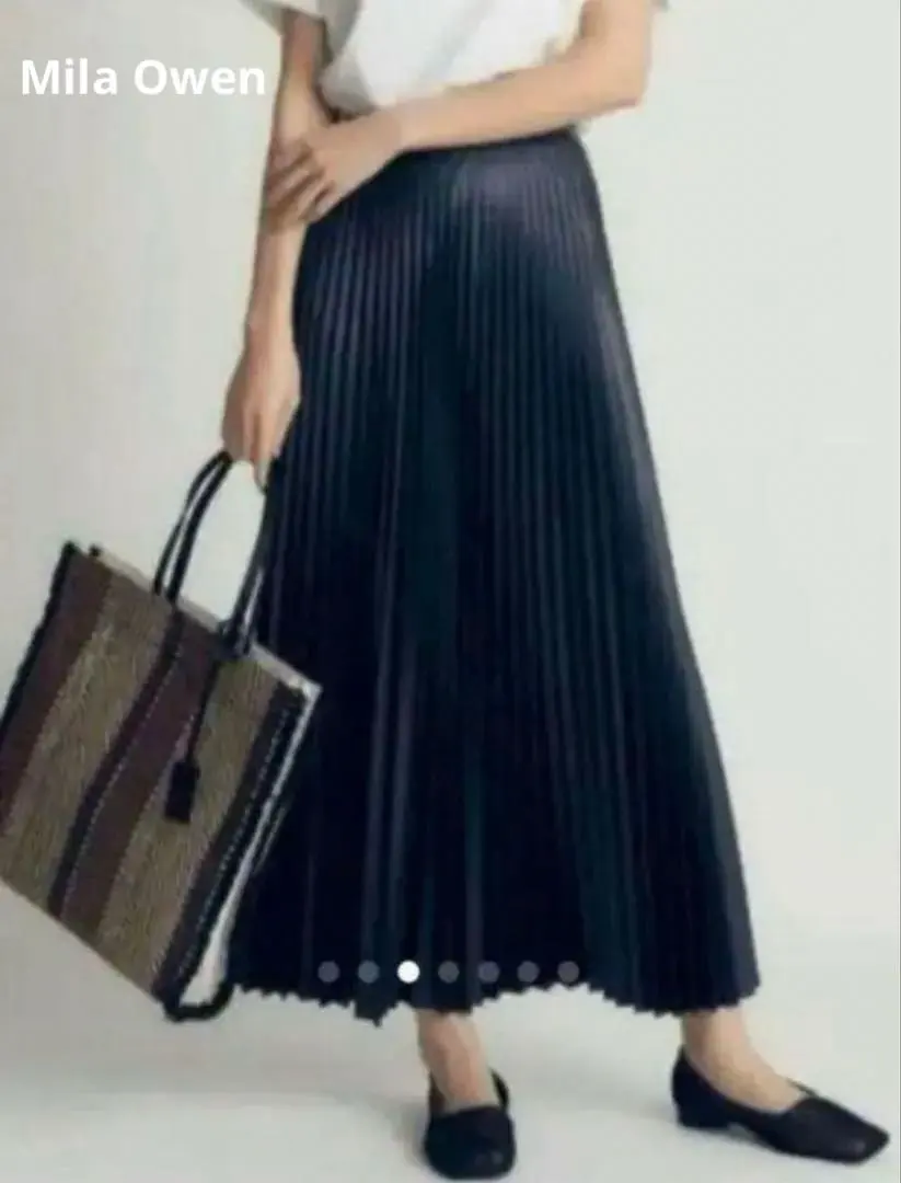 Thumbnail of Mila Owen Fake Leather Pleated Long Skirt - Black