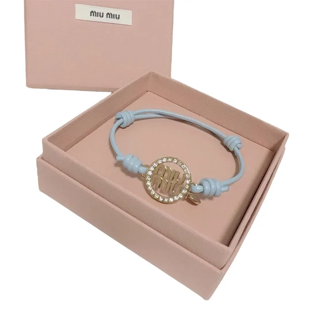 miumiu マドラスレザー ブレスレット ブルー 青 水色 - メルカリ