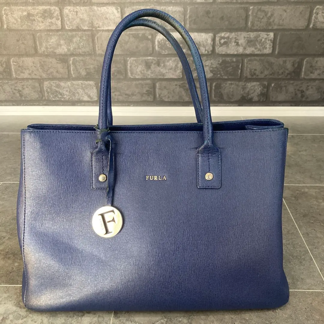 Thumbnail of Furla Tote Bag, A4 Size, All Leather, Dark Blue, Genuine Leather