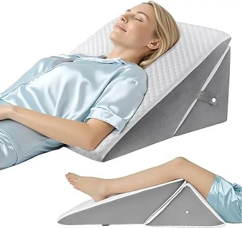 Thumbnail of Triangular Cushion, Triangle Pillow, Backrest Cushion, Height Adjustable, White and Gray