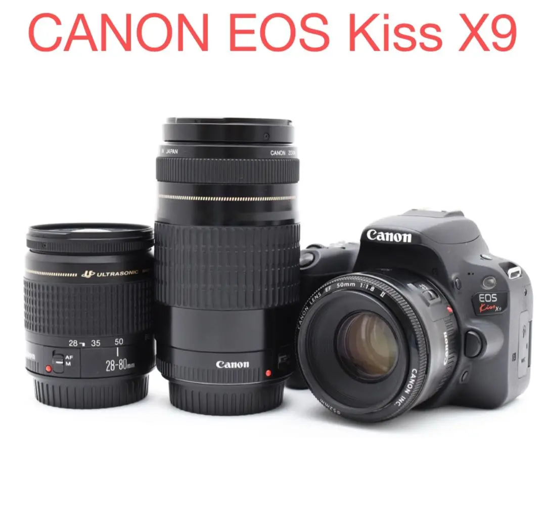 美品 【Canon EOS Kiss X9 トリプルレンズセット】 安心保証あり CANON EOS Kiss X9標準&望遠&単焦点トリプルレンズセット