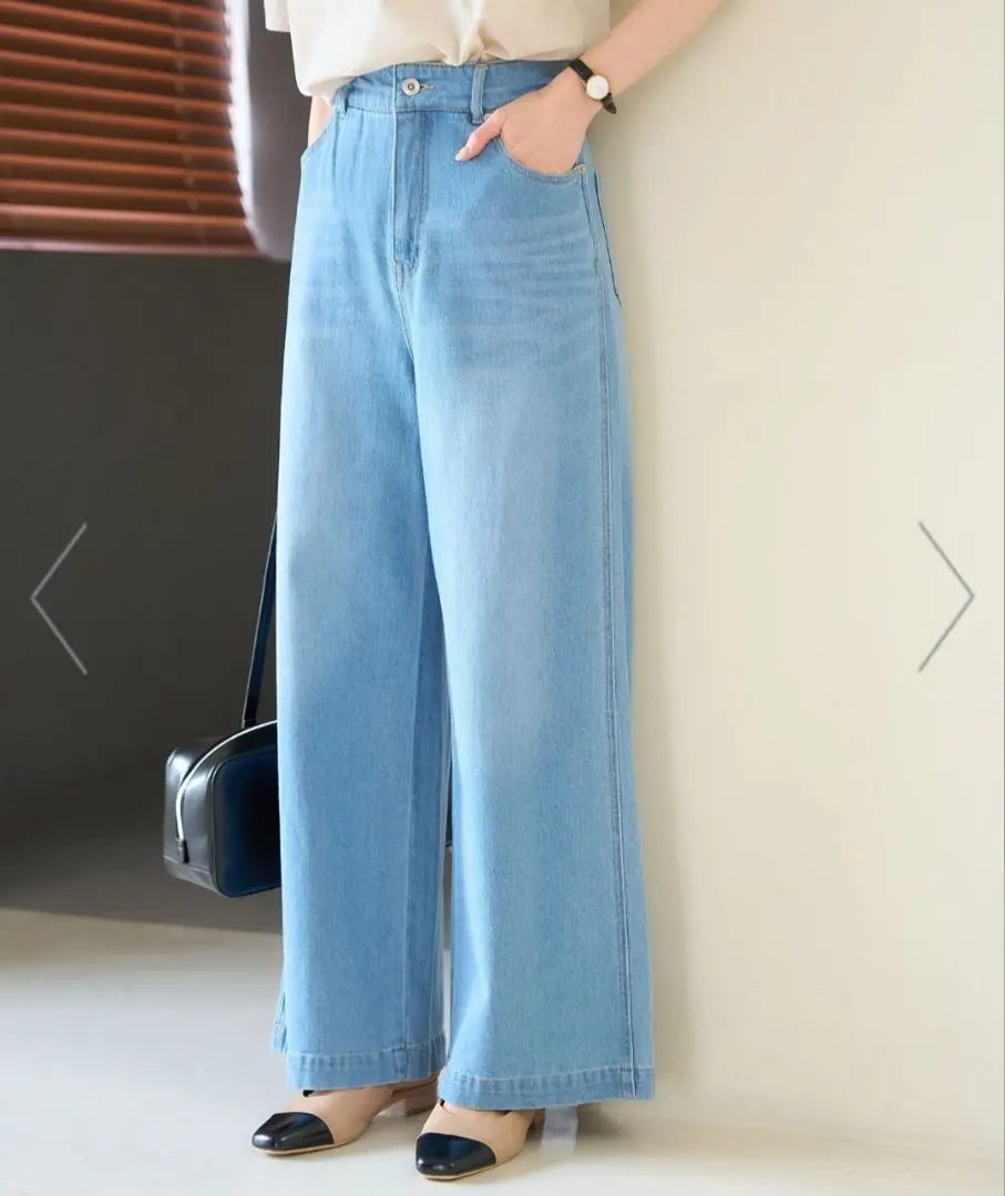 Thumbnail of Waist-Shaping Denim Wide Pants