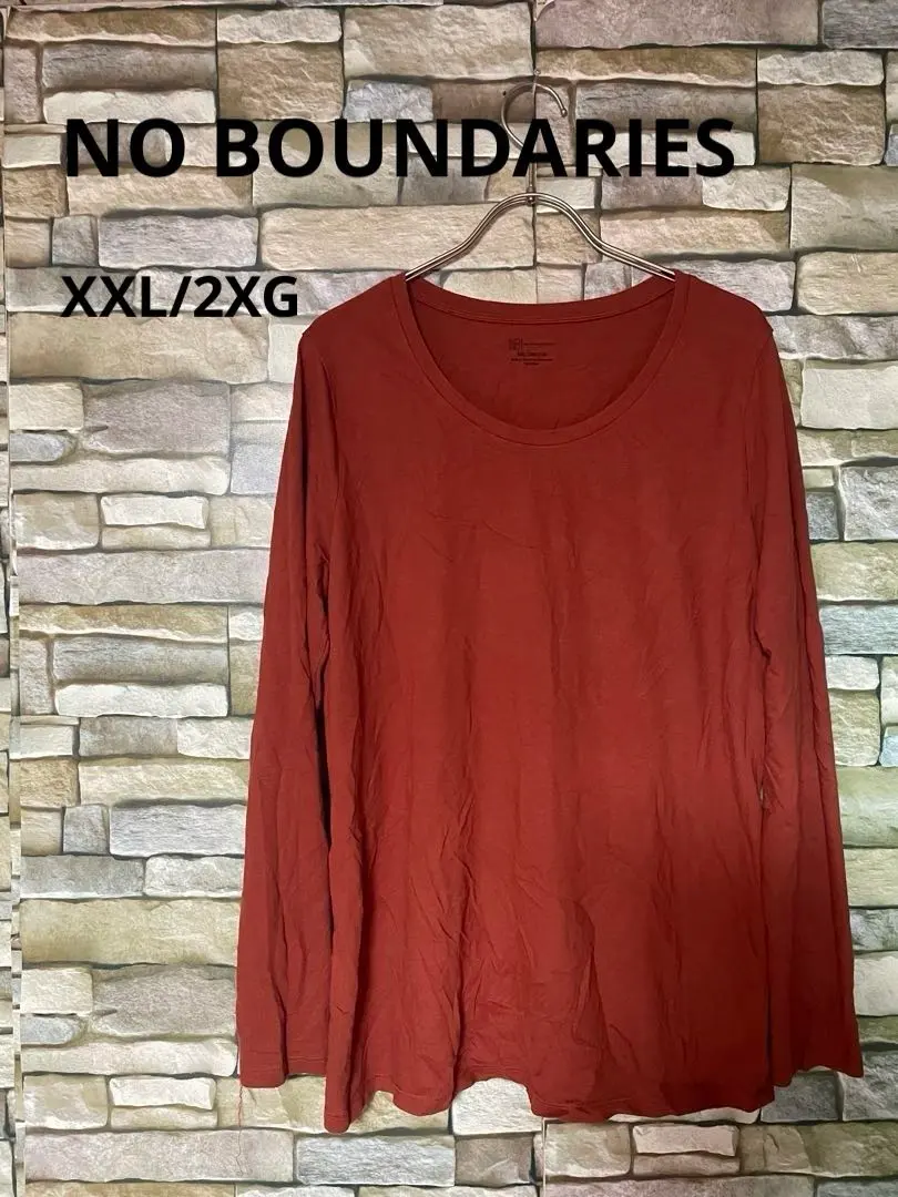 Thumbnail of NO BOUNDARIES Brick Red Long Sleeve T-Shirt 【XXL】 Plus Size