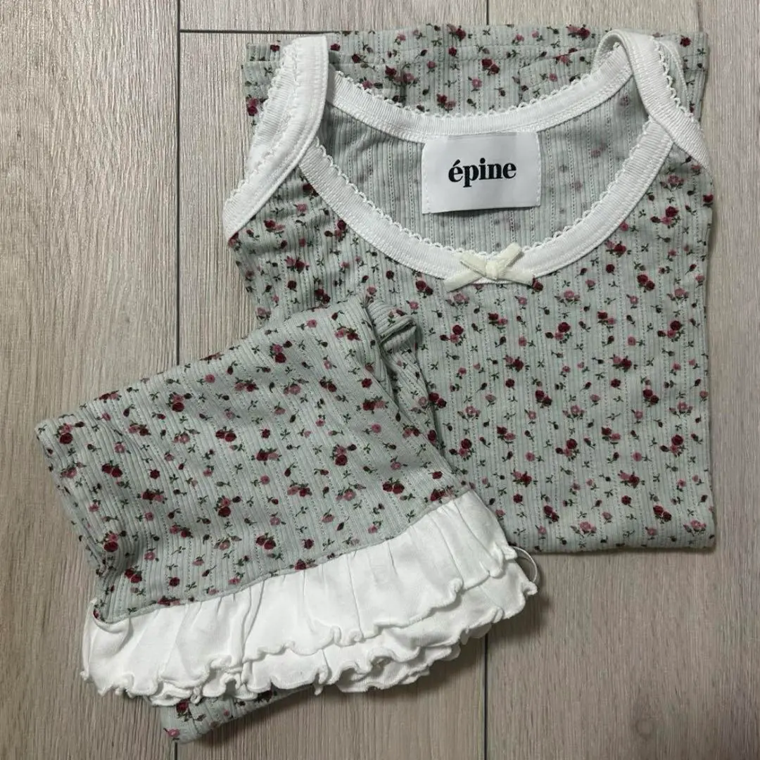 epine ルームウェア piping cotton flower room wear ice blue | épine
