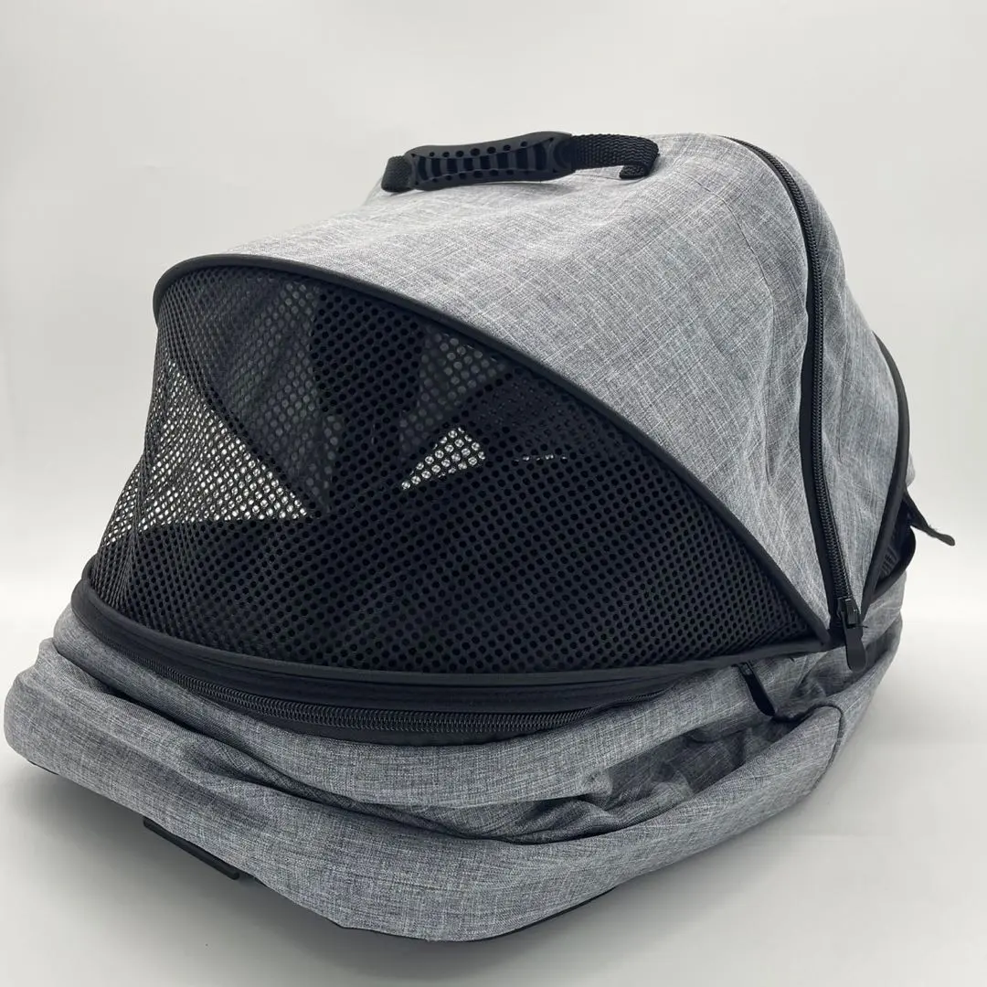 【美品】寵物提包 寵物推車 附輪子 灰色 犬用 的縮圖