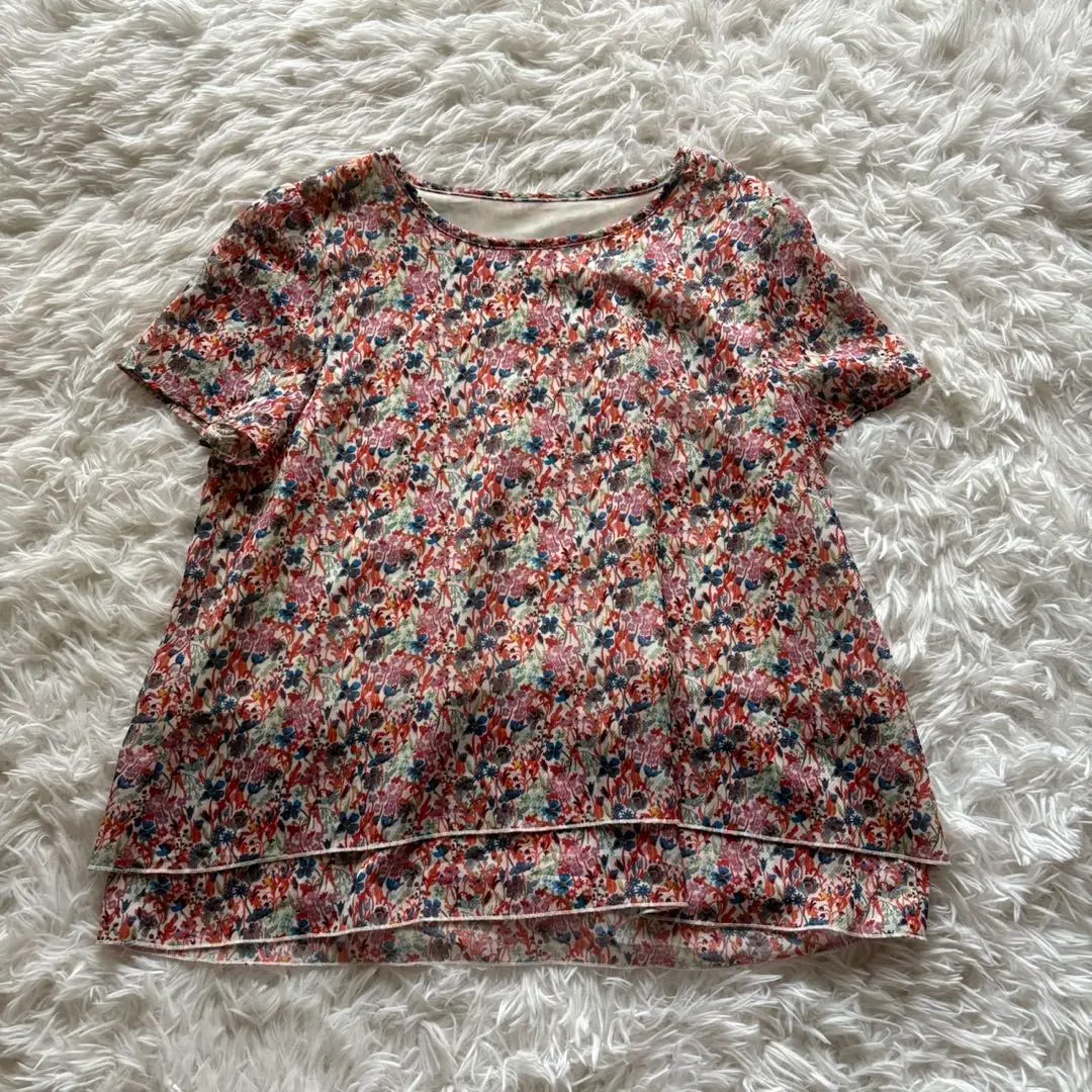 Thumbnail of MK MICHEL KLEIN Women's Short Sleeve Blouse L Floral Pattern Cute & Flashy