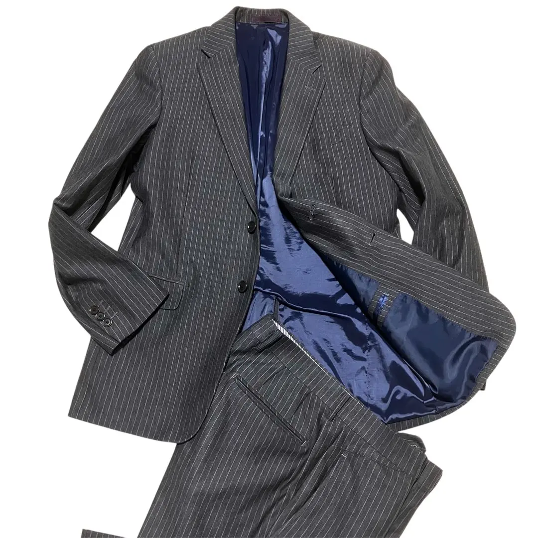 Thumbnail of Excellent Condition ✨ Parsons Gray Striped Suit Set Up, Genuine Buttonholes, YA6, Fully Lined