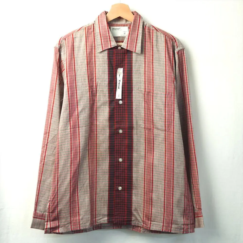 60s Truval シャツ コットン オープンカラー 検 50s レーヨン Truval 50s 60s 開襟 オープンカラー ヴィンテージ ボックス