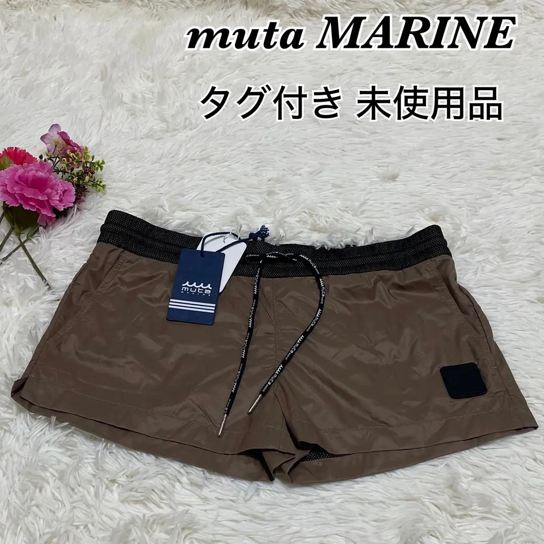 muta - muta ムータハーフパンツ ムータマリンハーフパンツ ホワイト×ネイビー ムータマリン ハーフパンツ ネイビー×白 後ろロゴ メンズ 5(M