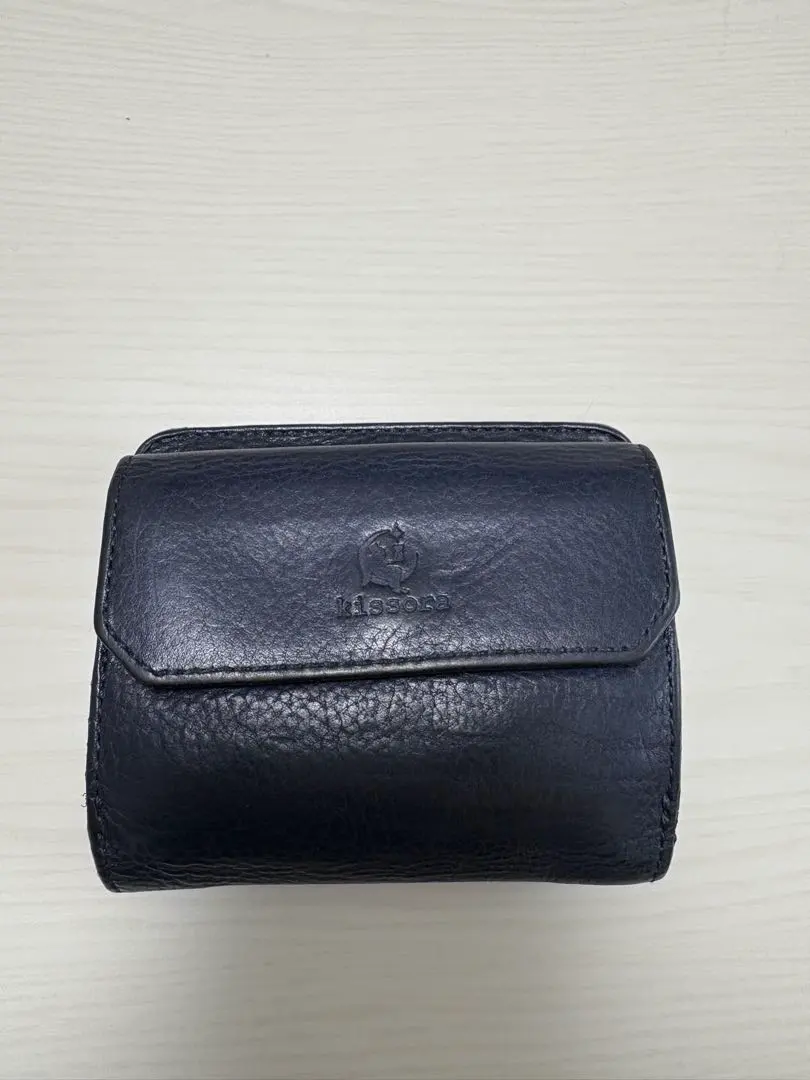 皮革製對摺錢包 海軍藍 的縮圖