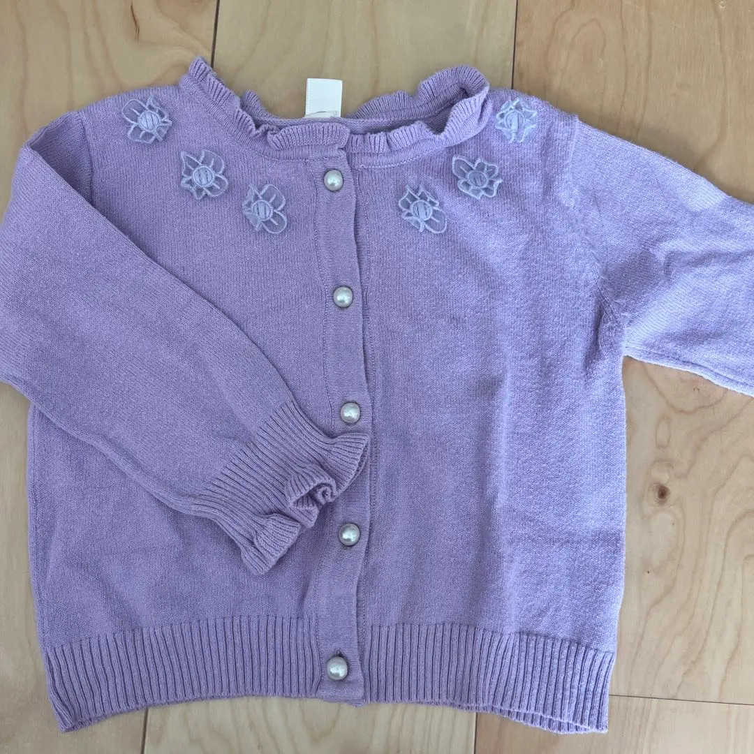 Thumbnail of Light purple floral embroidered cardigan