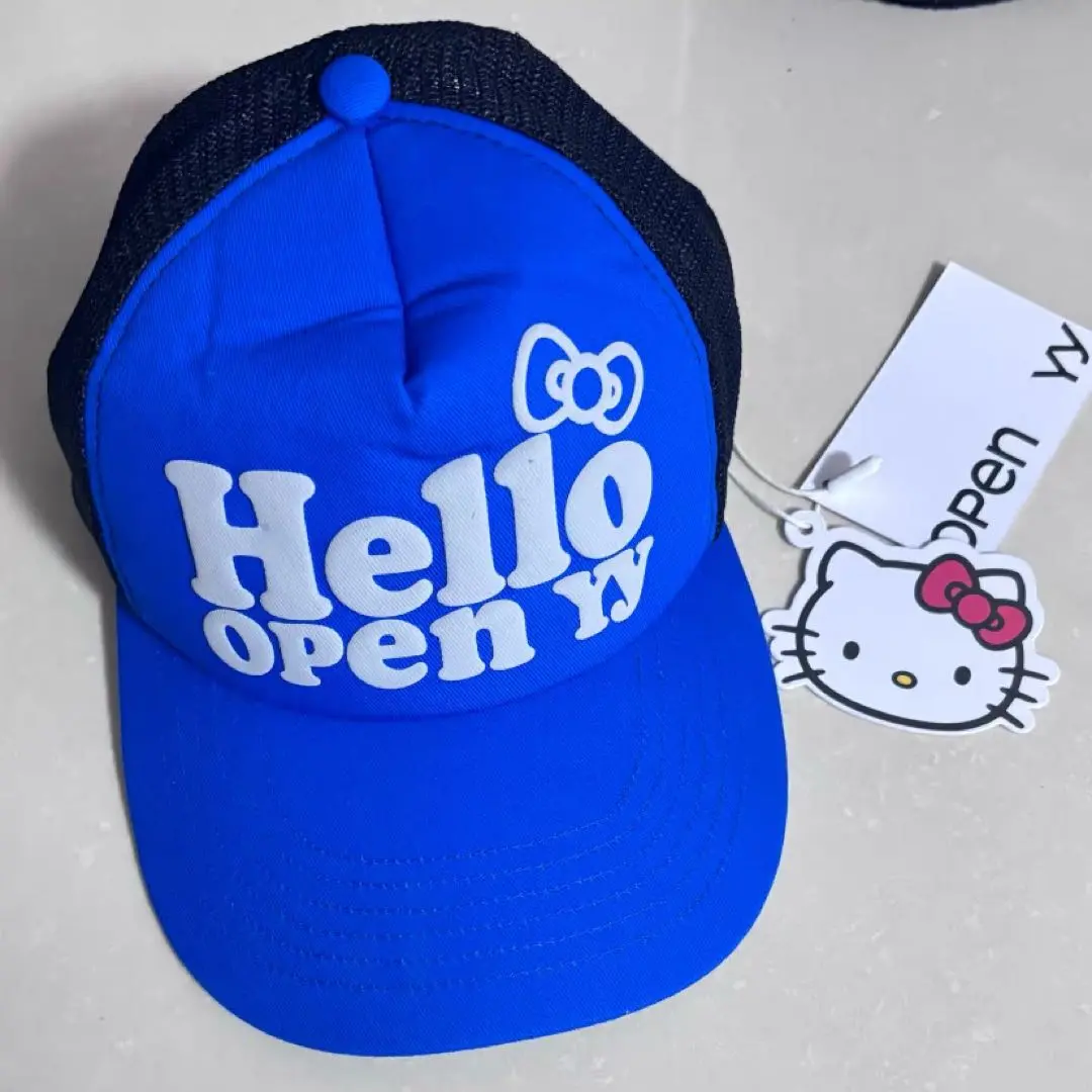 Open Yy×ハローキティコラボ限定モデルキャップ Open Yy x Hello Kitty】 Trucker Cap Black (OPEN YY_TheOpen