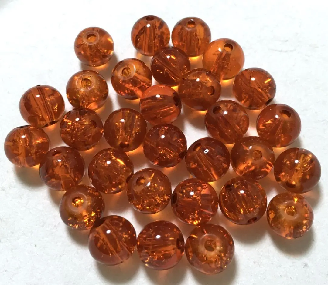 玻璃珠★裂紋圓珠8mm★印度紅★30個【B2160】 的縮圖