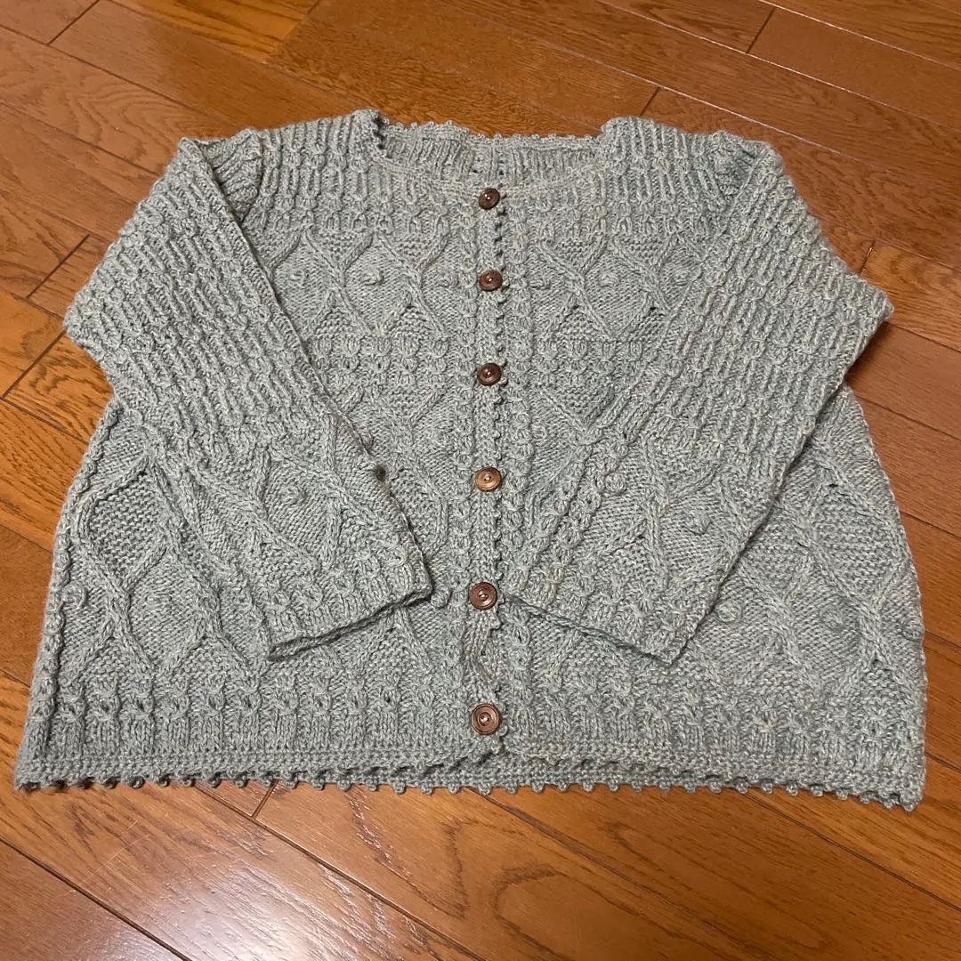 Thumbnail of Hand-knitted Aran knit cardigan