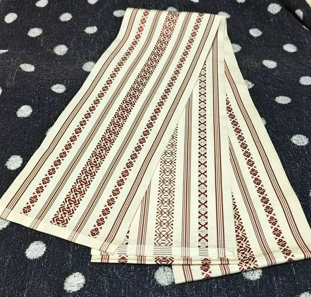 正絹 獻上紋樣 單 半幅帶 夏日浴衣帶 356cm 的縮圖