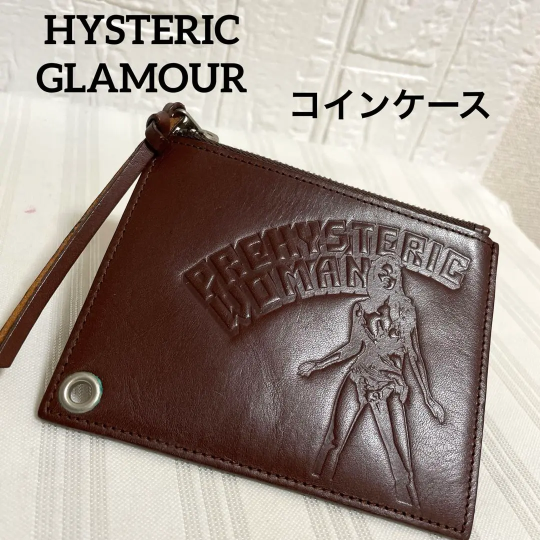 HYSTERIC GLAMOUR ブラック レザーコインケース ヒステリックグラマー】刺繍 レザーウォレット ミニ財布