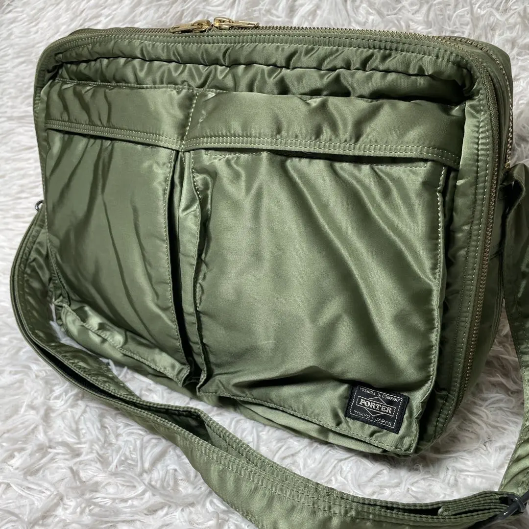 Thumbnail of Excellent Condition Porter Tanker Sage Green Two-Layer XL Shoulder Bag Expandable