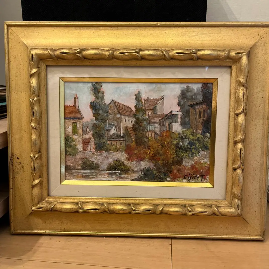 田辺栄次郎 サンスの水辺 油彩画 配送員設置 田辺栄次郎 サンスの水辺 油彩画 絵画 - 絵画