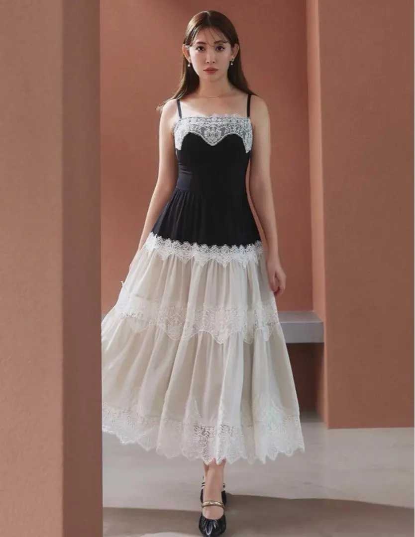 Thumbnail of Herlipto Isa Tiered Lace Cami Dress, Size M