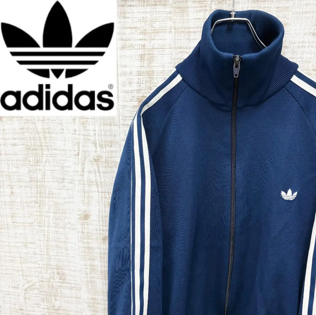 adidas トラックジャケット 80s 3号　グリーン　ネイビーライン adidas トラックジャケット 80s 3号 グリーン ネイビーライン