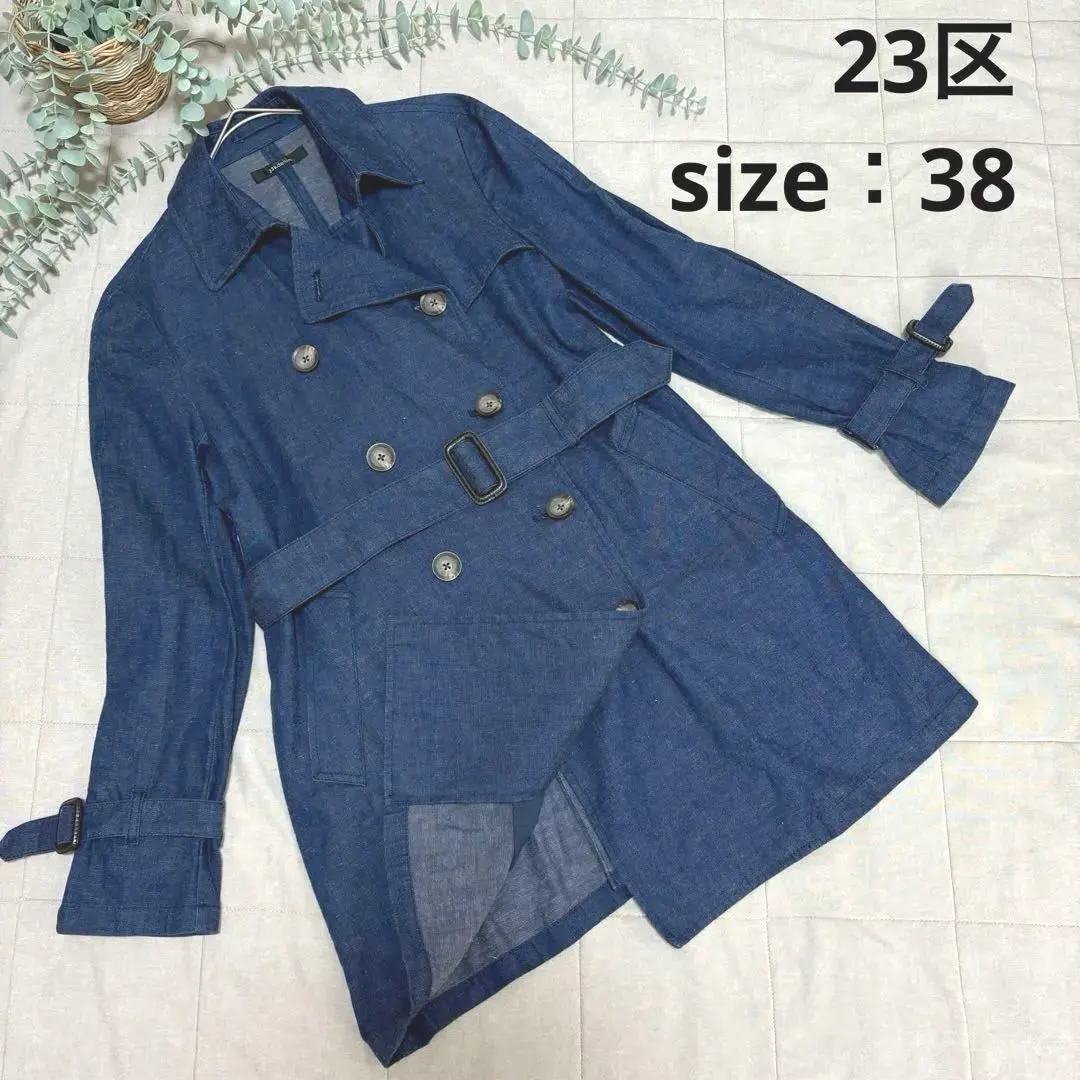Thumbnail of 23区 Trench Coat Size 38 Denim Waist Belt Indigo Cotton