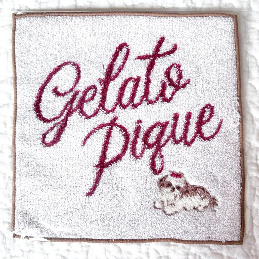 Gelato Pique 毛巾手帕 附西施犬刺繡 紅色 的縮圖