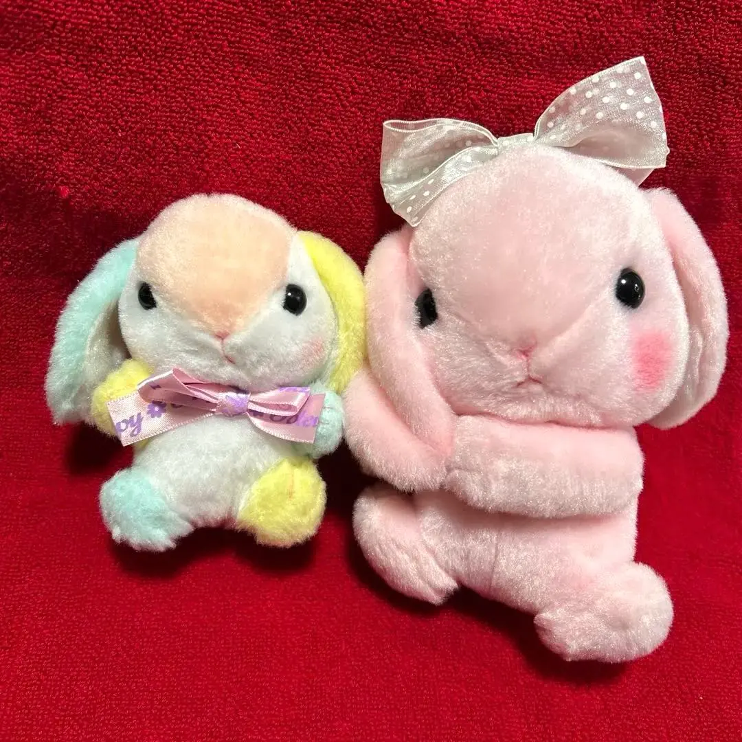 ぽてうさろっぴー　パステルリボン　ぬいぐるみ　2体セット✧ ブルーぽてうさろっぴーパステルリボンBIG | オンラインクレーン