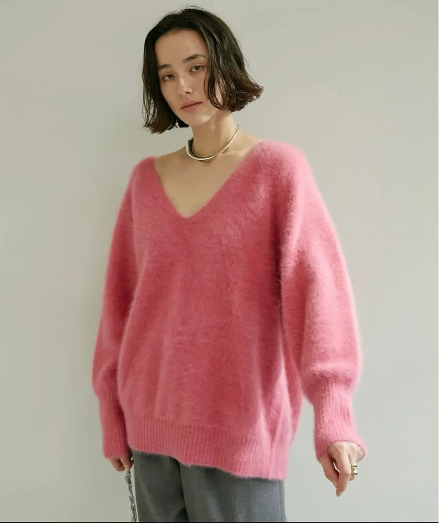 Thumbnail of Gallardagalante Wool Cashmere V-neck Knit, Pink