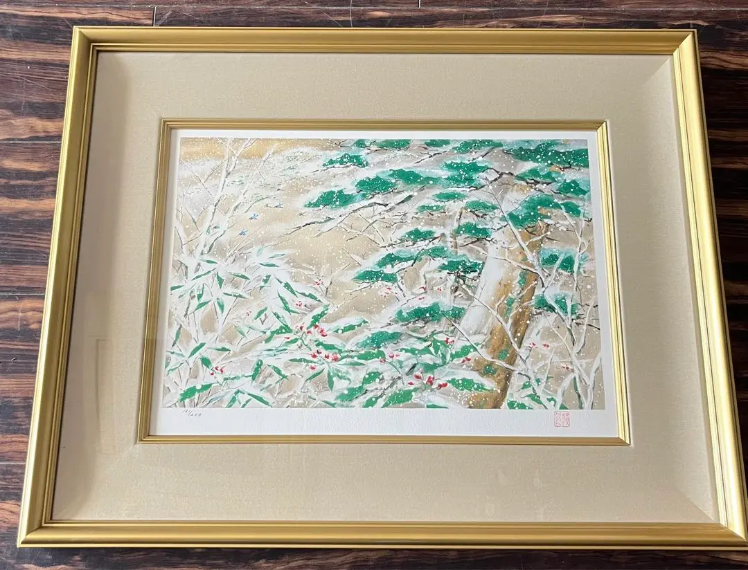 作家 宇田　荻邨　祇園の雪　リトグラフ 作家 宇田 荻邨 祇園の雪 リトグラフ 絵画