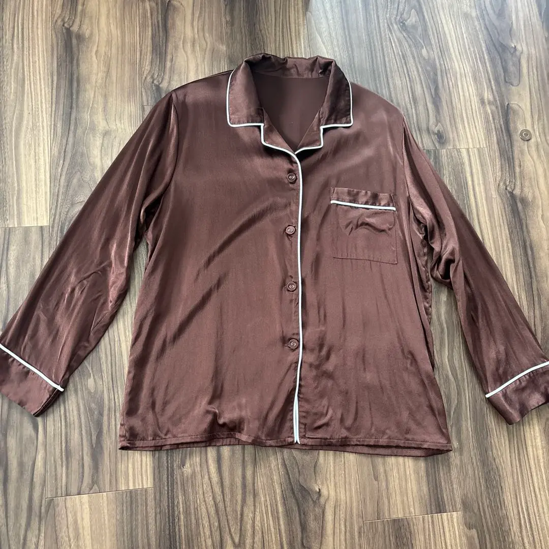 ココシルク COCOSILK パジャマ長袖　シルク100%ブラウン　M シルク メンズパジャマ（長袖上下セット） – COCOSILK 公式