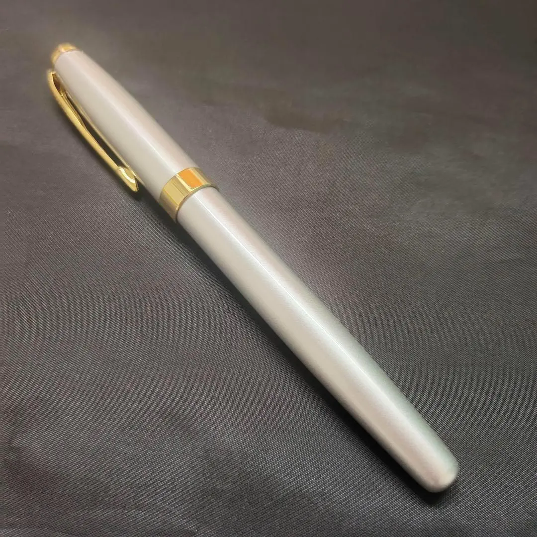 Thumbnail of @Light Gray Fountain Pen with Gold Accents