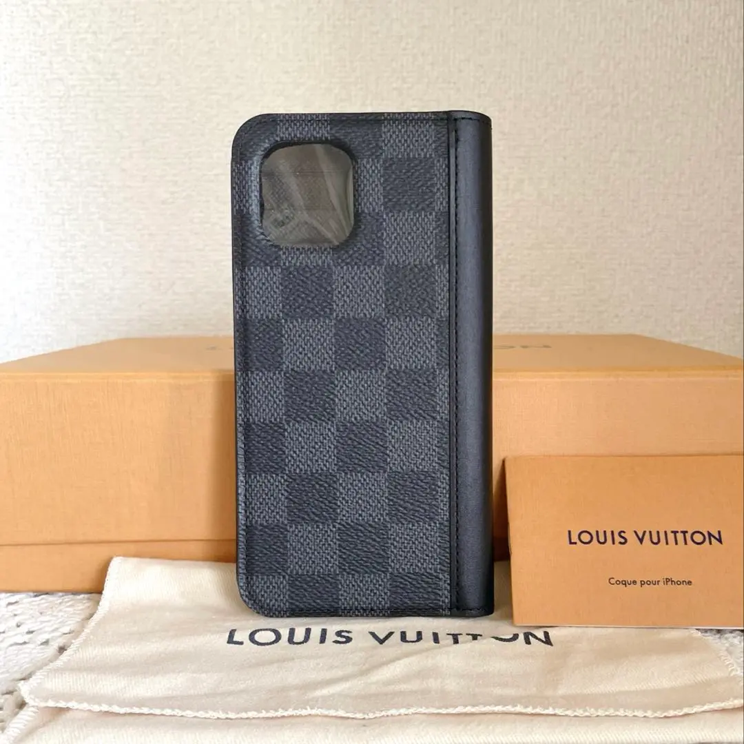 未使用品　LOUIS VUITTON iPhone ダミエ　手帳型ケース ルイヴィトン iPhone14 ProMax/14 Plus/14 Proケース ダミエ
