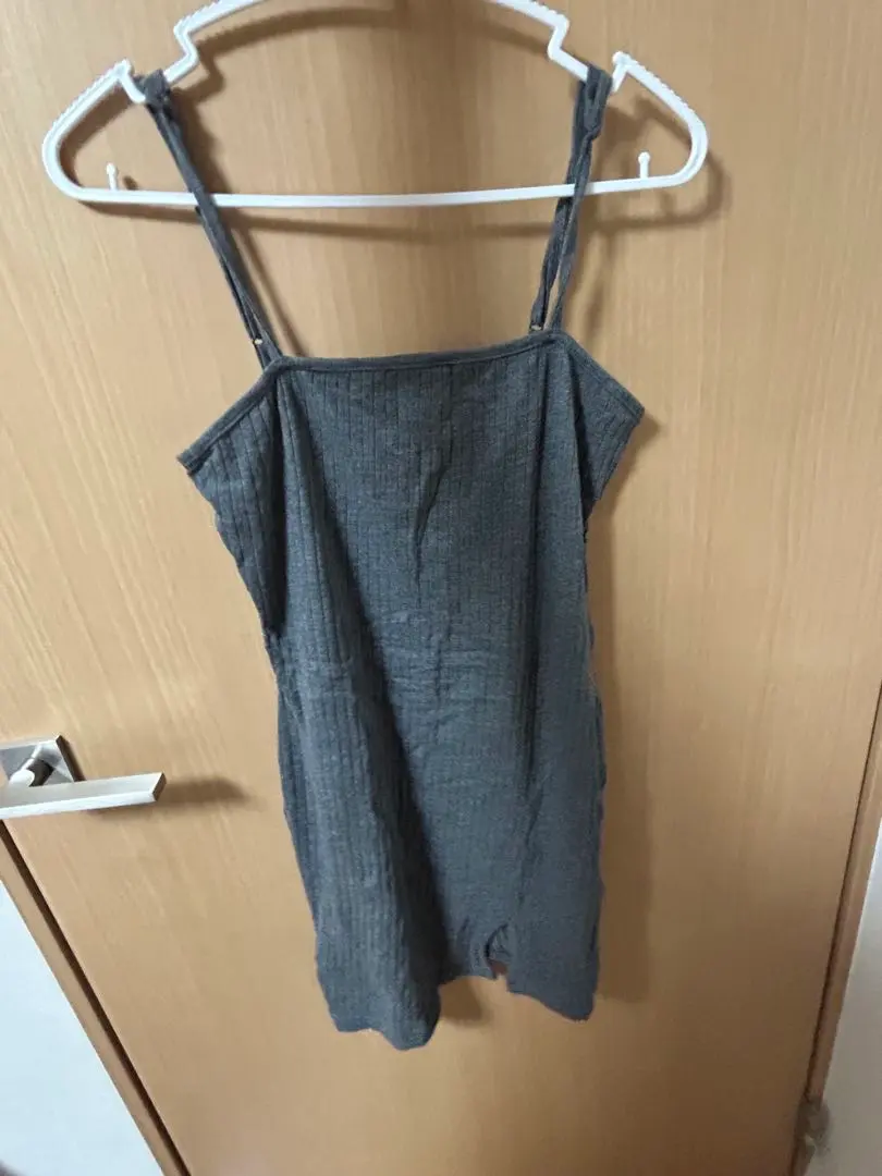 Thumbnail of Adjustable Gray Ribbed Cami Dress with Slit Rib Knit