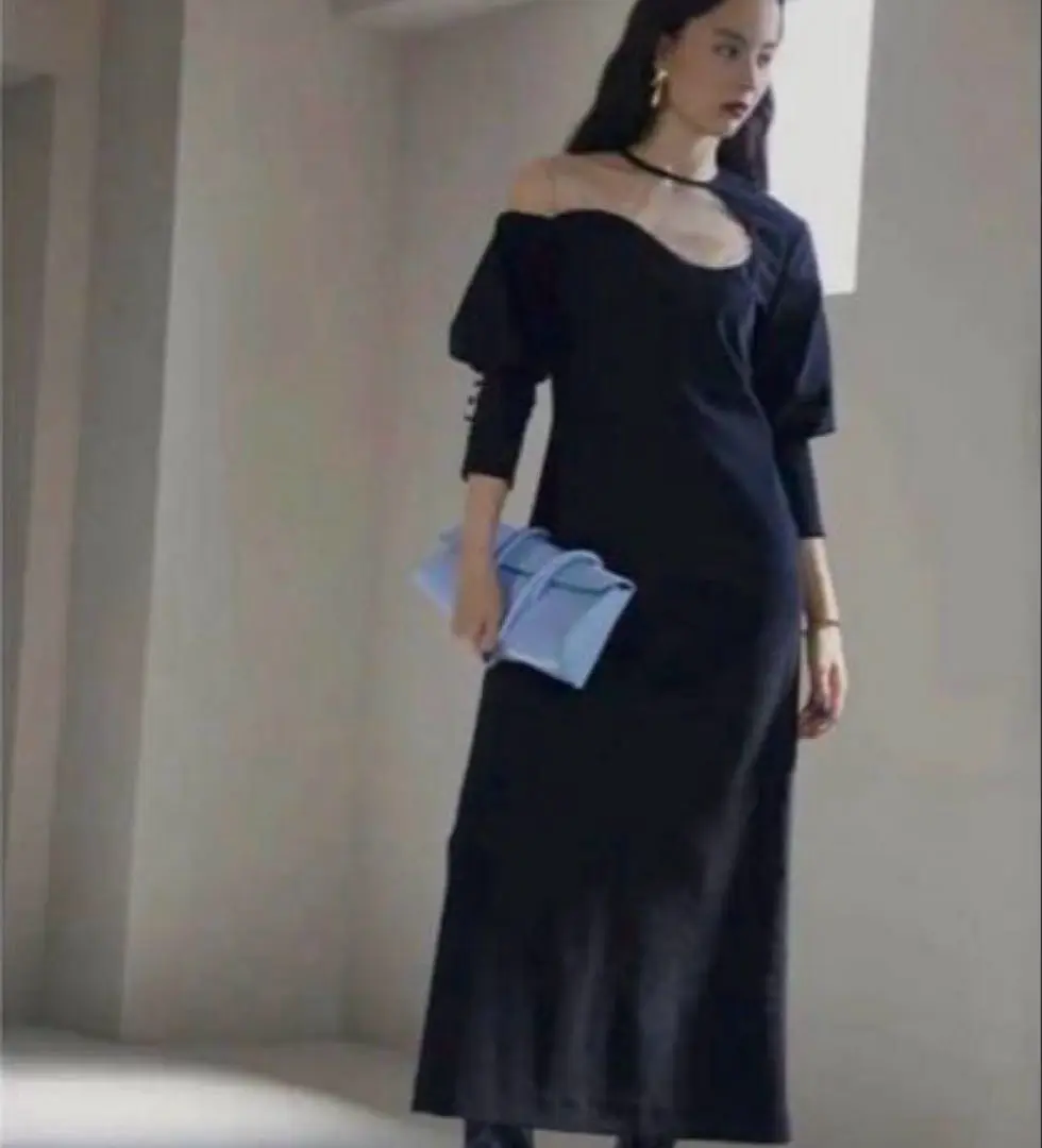 AMERI lake curve tricot rib dress Sサイズ