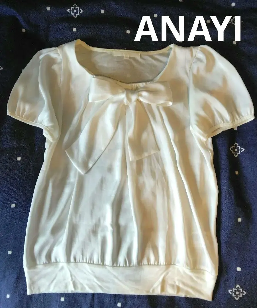 ★ANAYI　附蝴蝶結白色短袖襯衫 38 M 的縮圖