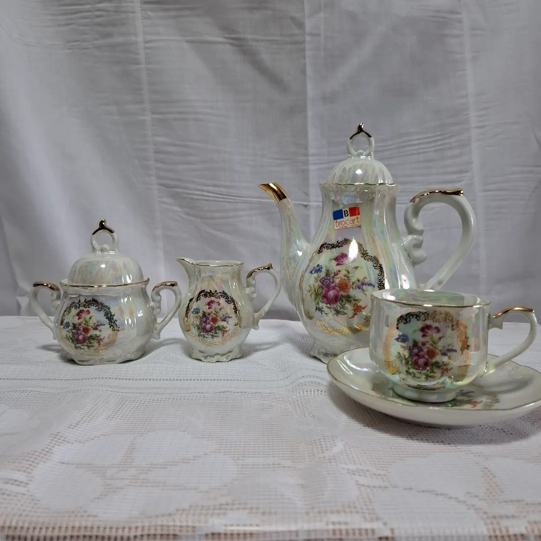 咖啡壺/糖罐/奶精罐/咖啡杯+茶碟5個 的縮圖