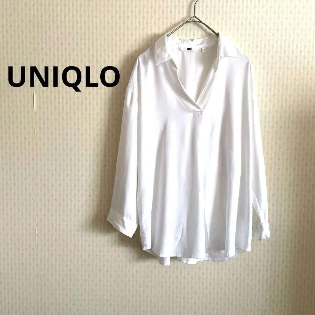 Thumbnail of UNIQLO ⭐️ [Uniqlo] White Long Sleeve Shirt Loose Fit Simple