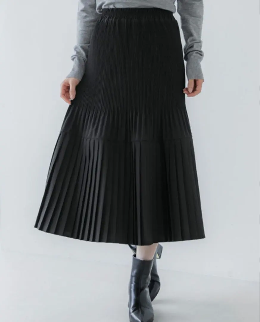 可可 coca 百褶拼接長裙 的縮圖