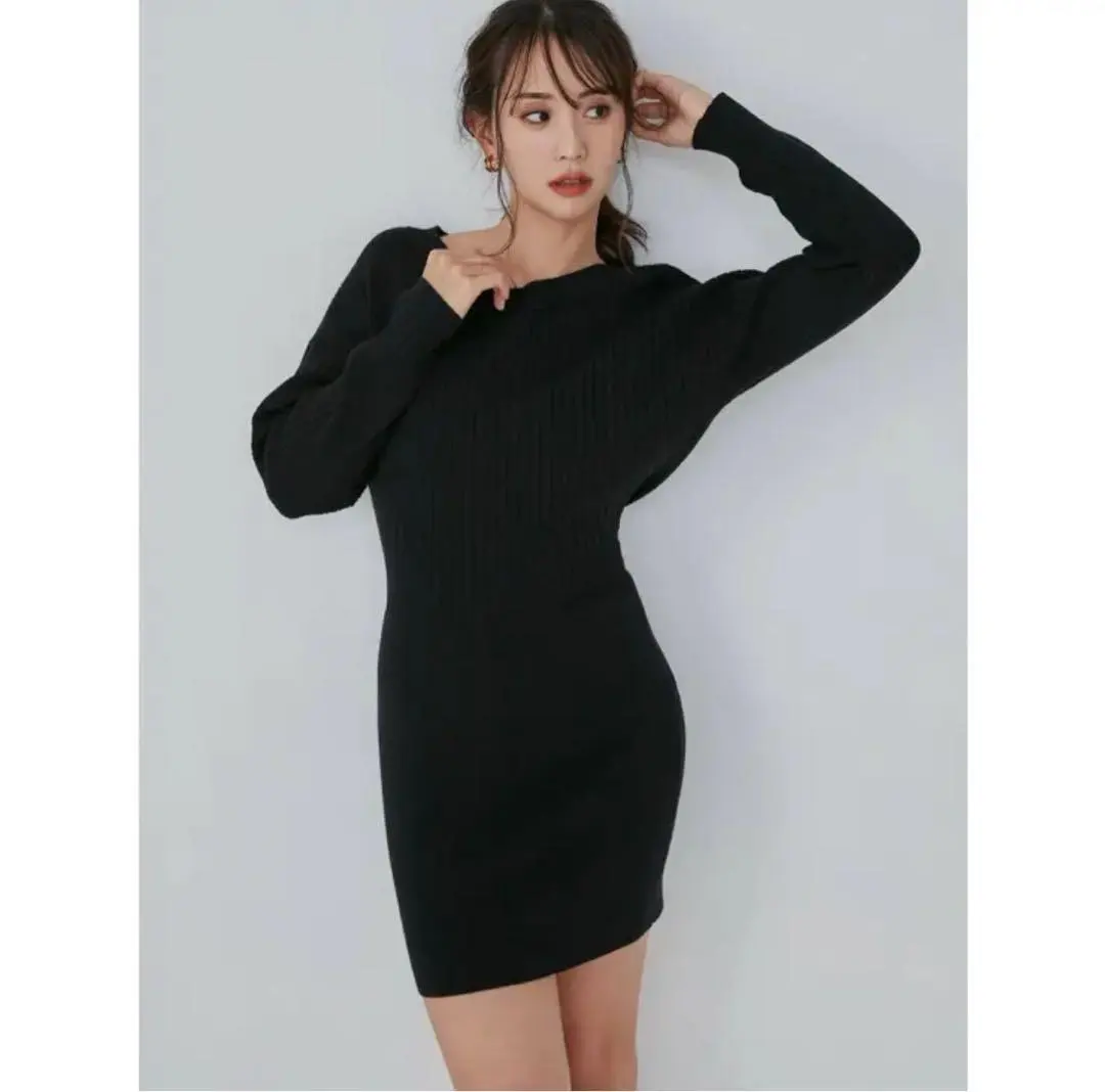 Thumbnail of RESEXXY ◇ Dolman Mini Knit Dress Tight Ribbed Elegant Cabaret F