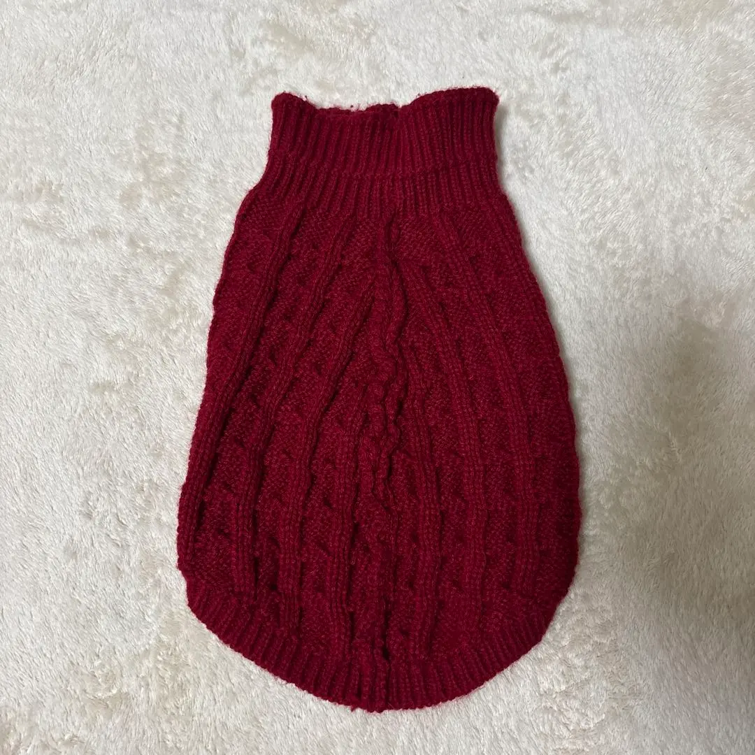 紅色 纜線編織 高領 犬服 的縮圖
