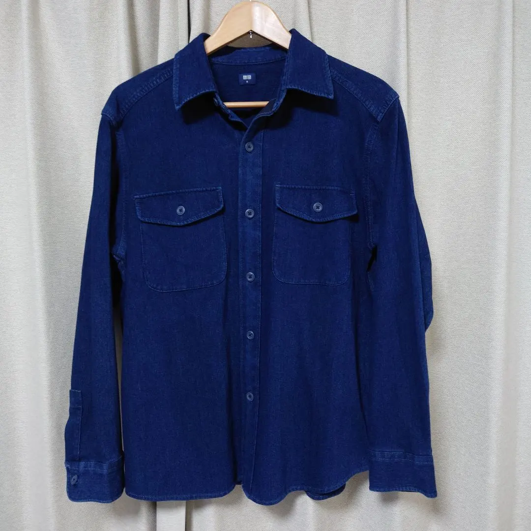 Thumbnail of Uniqlo Jersey Overshirt M 67BLUE Denim Shirt