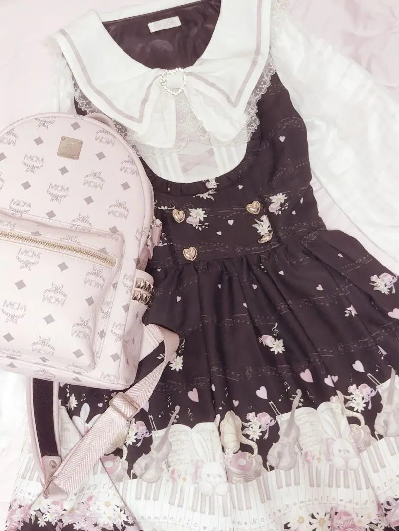 LIZLISA Melody Bunny柄ワンピース ピンク 長袖 量産型 LIZLISA Melody Bunny柄ワンピース ピンク 長袖 量産型