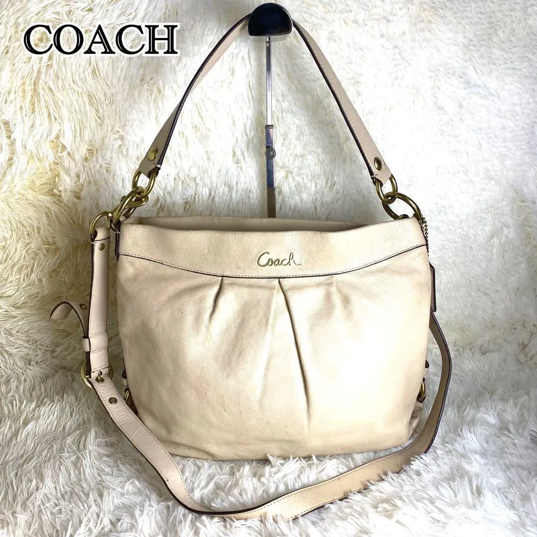 【美品】COACH 肩背包 手提包 白色 全皮革 2way 的縮圖