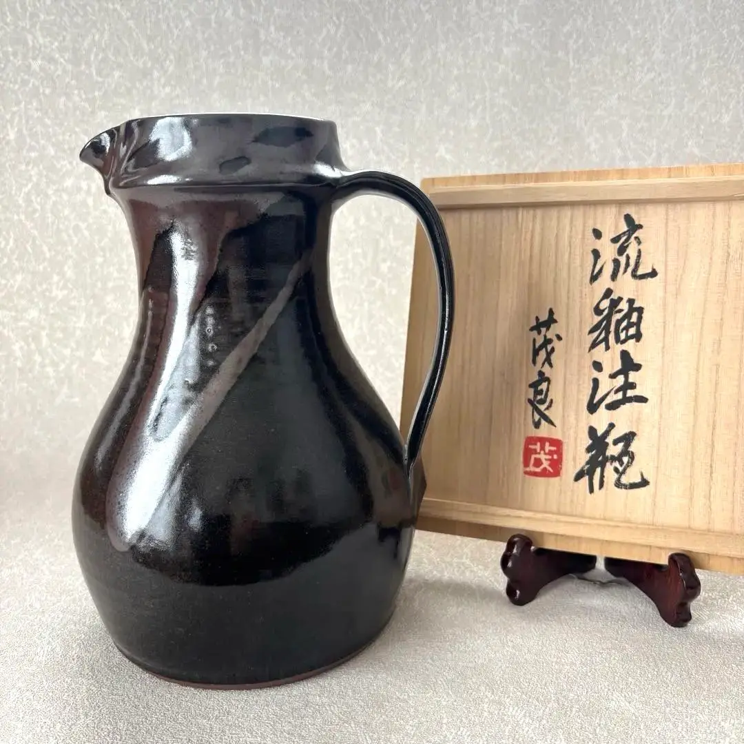 【灰釉 鎬手瓶 市野茂良】花瓶 花入れ 日本未発売】 灰釉 花入れ 市野茂良】花瓶 鎬手瓶 工芸品 - 工芸品