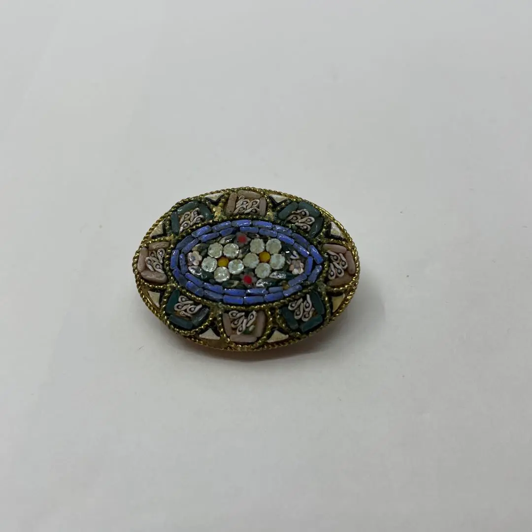 ローマンモザイク、陶板画　ブローチ ローマンモザイク、陶板画ブローチ
