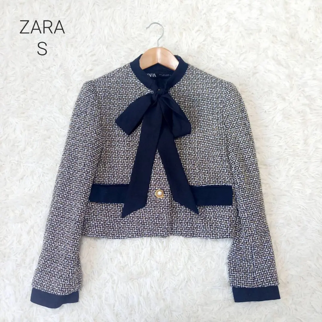 ZARA リボンディテール テクスチャーブレザー ツイード