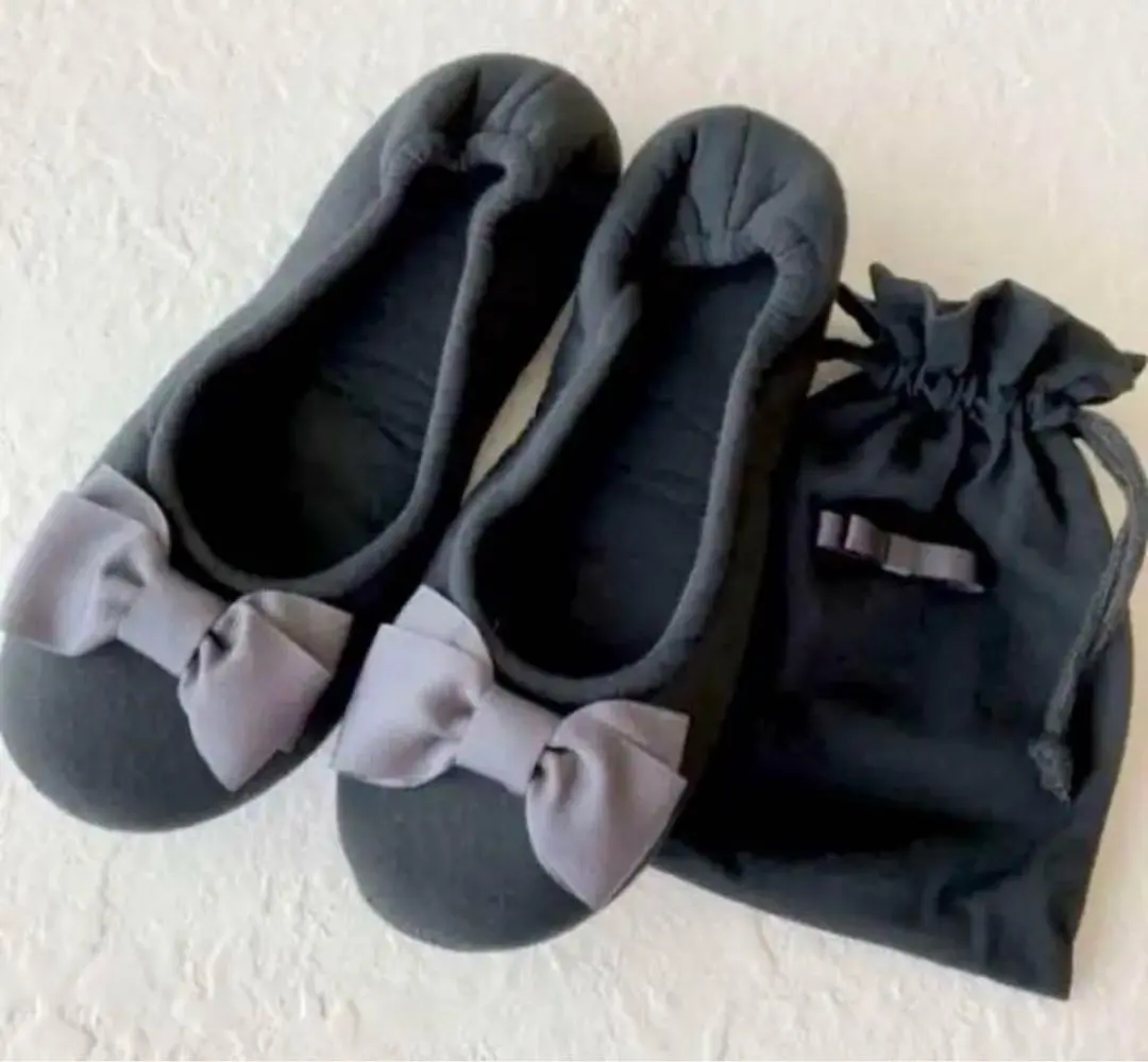 Thumbnail of Portable Slippers Room Slippers with Storage Bag Ribbon Slippers Entrance Ceremony Charcoal Gray