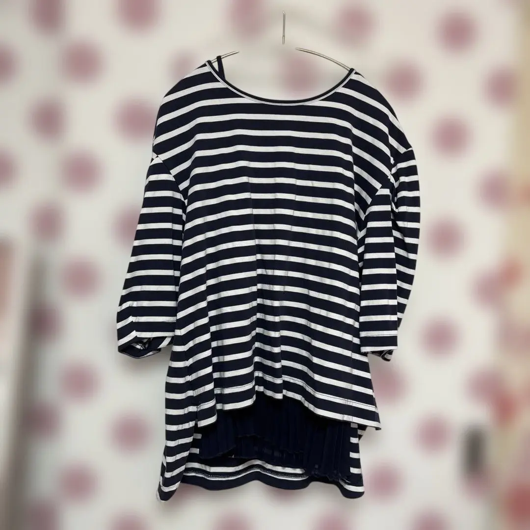Thumbnail of FRAPBOIS Striped Five-Sleeve Top with Camisole, Navy