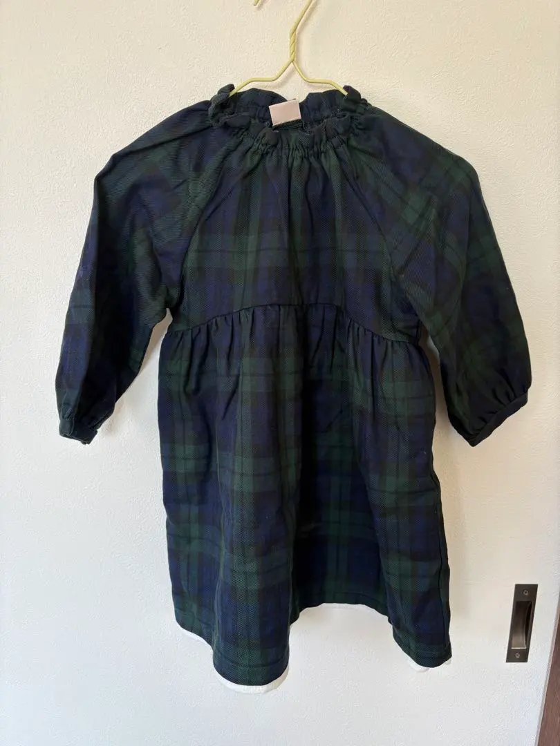 Thumbnail of Petit main one-piece dress, navy and green check, 90cm