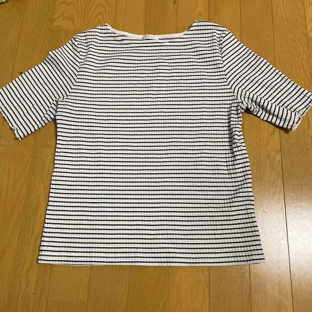 船領五分袖T恤 黑白條紋 的縮圖